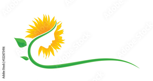 A symbol of a stylized garden sunflower.