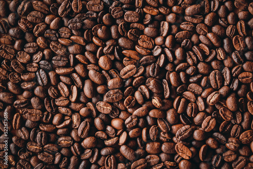 Close up of roasted coffee beans background