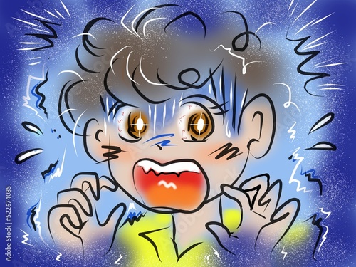 恐怖に怖れおののく人間の顔