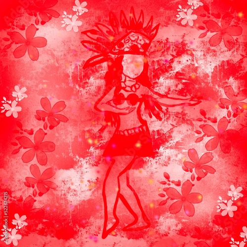 girl danse in red dress from Tahiti 