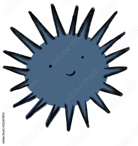 Sea urchin marine under the sea animal cartoon hand drawn doodle illustration