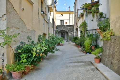 A narrow street in Castelvenere  a medieval village in the province of Avellino in Campania  Italy.
