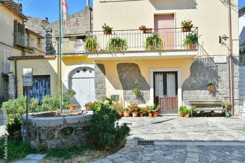 The small square of Castelvenere, a medieval village in the province of Avellino in Campania, Italy.