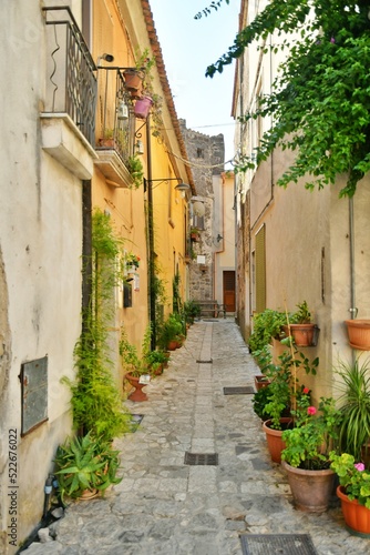 Fototapeta Naklejka Na Ścianę i Meble -  A narrow street in Castelvenere, a medieval village in the province of Avellino in Campania, Italy.