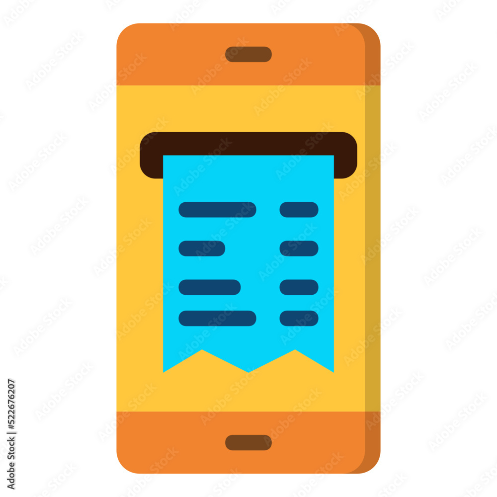E-receipt , Mobile Payment flat icon. E-receipt , Mobile Payment flat icon.