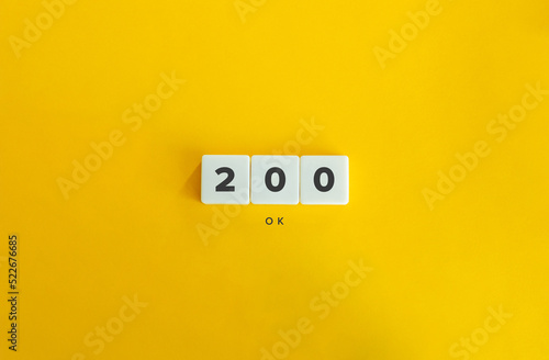 The HTTP 200 Ok Informational Status Response Code. Block Letter Tiles on Yellow Background. Minimal Aesthetics.