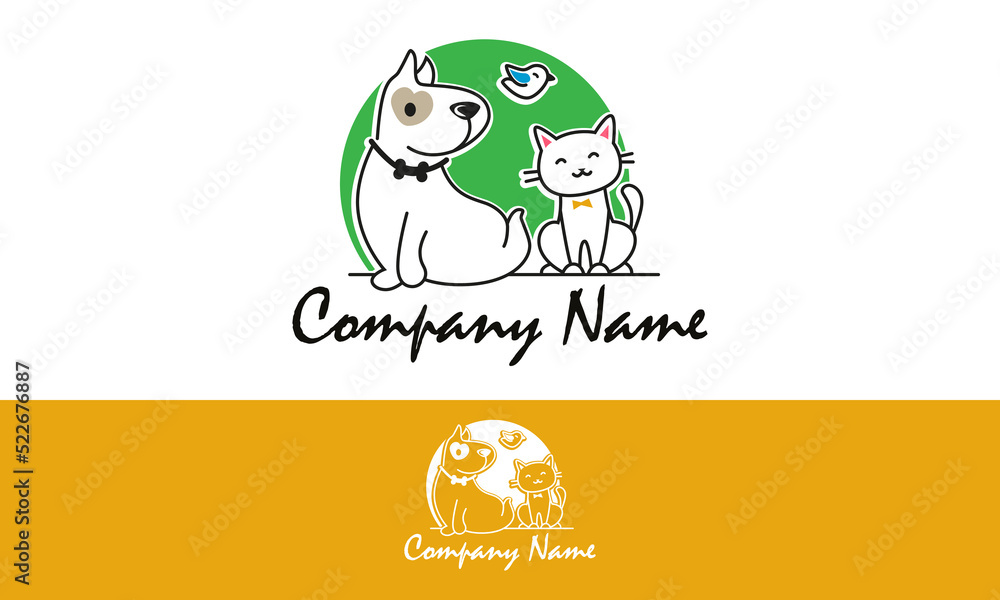 Cat and Dog Cartoon Logo Concept Cat and Dog Cartoon Logo Concept