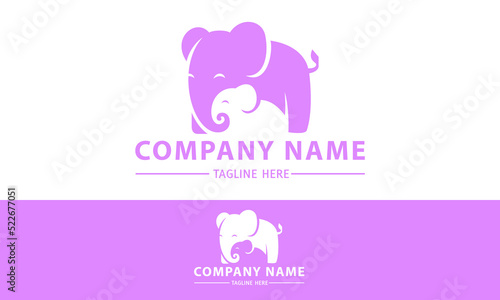Purple Color Negative Elephant Logo Design