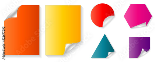 set of bent corners paper color elements for 

greeting cards. colorful curled page corners. 

curled sticker bent corner colorful. curled 

stickers set.
