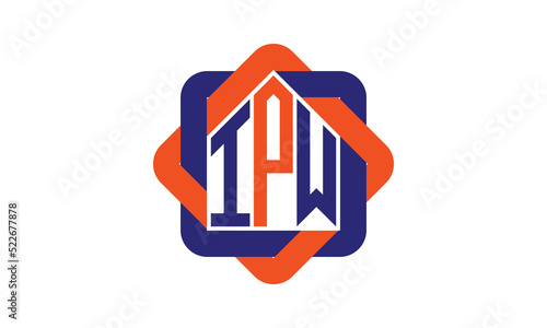 IPW three letter real estate logo with home icon logo design vector template | construction logo | housing logo | engineering logo | initial letter logo | minimalist logo | property logo | photo