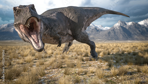 Принти на полотні 3d illustration. dinosaurs tyrannosaurus rex in the ancient world