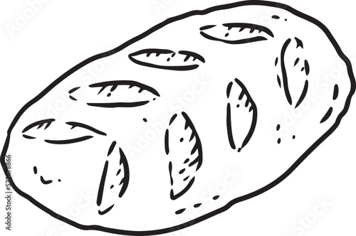 Bread loaf cartoon icon. Bakery outline comic style image. Organic ecological food vector image. Hand drawn isolated illustration for prints, designs, cards.