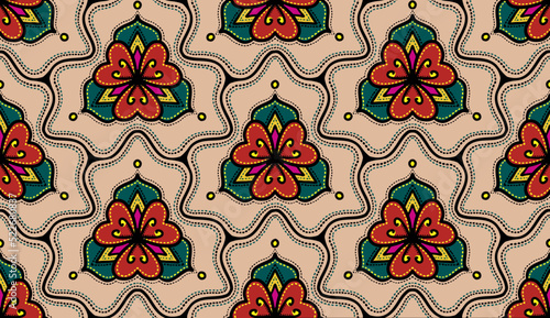 Geometric ethnic pattern seamless flower color. seamless pattern. Design for fabric,curtain,background,carpet,wallpaper,clothing,wrapping,Batik,mandalas,fabric,Vector illustration. pattern style.