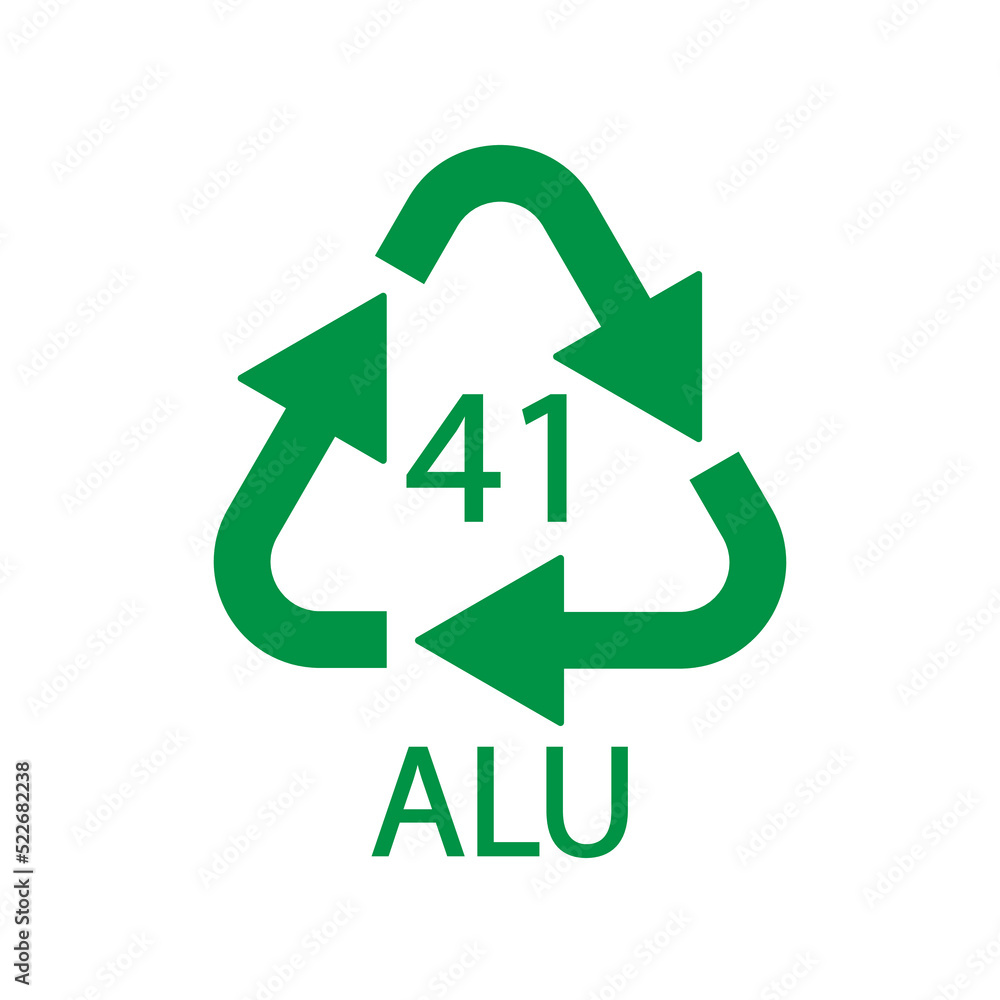 Aluminium recycling symbol ALU 41. Vector Illustration Aluminium recycling symbol ALU 41. Vector Illustration