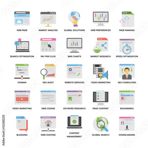 Web and Seo Flat Icons

