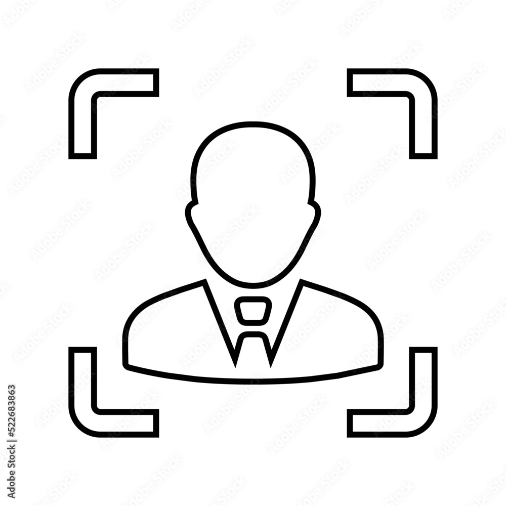 Authentication, recognition, scan, scanning outline icon. Line art vector. Authentication, recognition, scan, scanning outline icon. Line art vector.