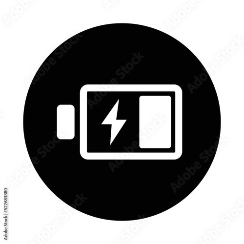 Battery, charge, energy, power icon. Black vector graphics.