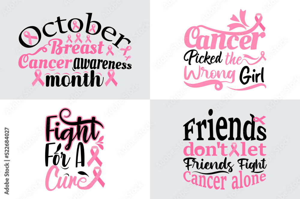 Breast cancer Quotes Designs Bundle, October Breast Cancer Quotes Saying best for print item t-shirt, Clothing, mug, pillow, poster, banner, isolated on Black background pink ribbon.