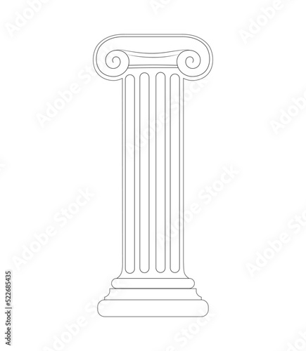 Abstract greek column in line style. Vector illustration.