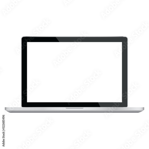 Modern glossy laptop isolated on white.