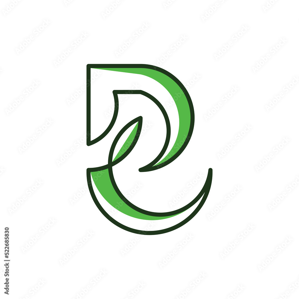 Letter R Leaf Simplicity Logo, R leaf logo design vector sign template, leaf in R letter logo icon Letter R Leaf Simplicity Logo, R leaf logo design vector sign template, leaf in R letter logo icon