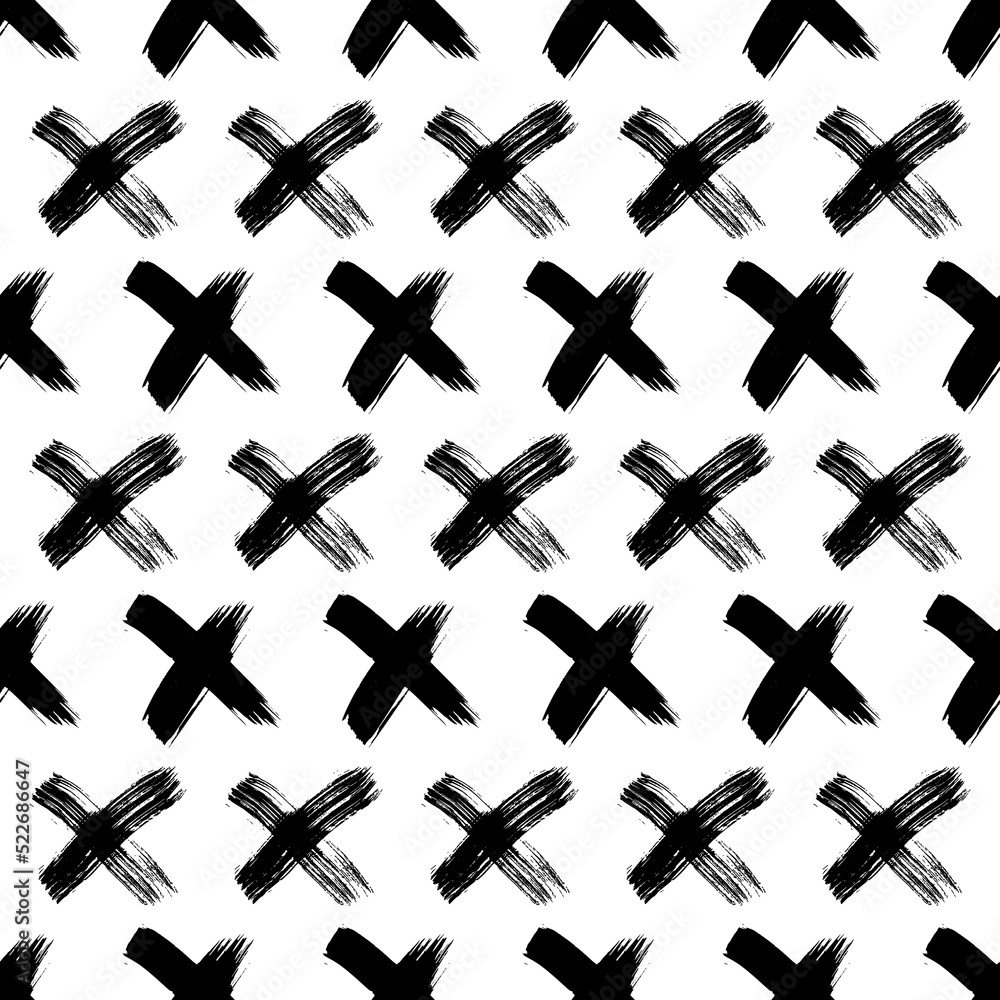 Seamless pattern with hand drawn cross symbols Seamless pattern with hand drawn cross symbols