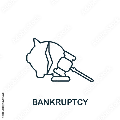 Bankruptcy icon. Monochrome simple line Economic Crisis icon for templates, web design and infographics