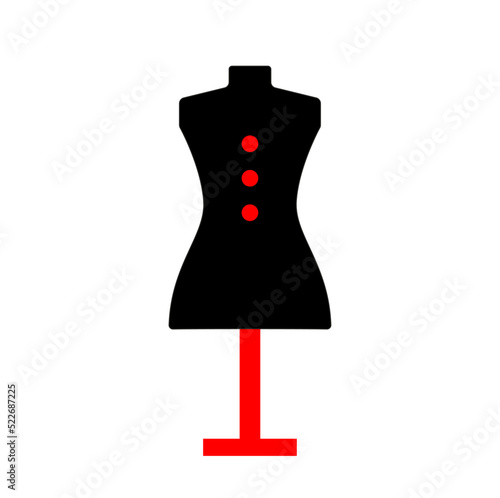 Red and black mannequin for a tailor sign. concept for embroidery