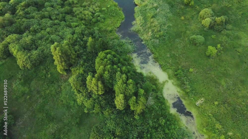 Rural landscape. Green forests and fields. River flows. Aerial photography. With the camera down. Rural landscape. Green forests and fields. River flows. Aerial photography. With the camera down.