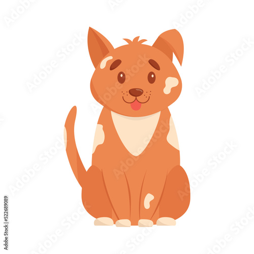 Cute dog. Domestic  funny dog isolated on white background. Flat vector illustration