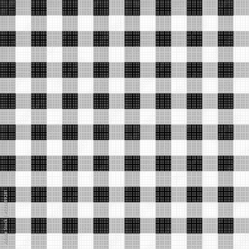 Lumberjack buffalo check plaid seamless pattern. Black and white. Four tiles here. Flat colors. Lumberjack buffalo check plaid seamless pattern. Black and white. Four tiles here. Flat colors.