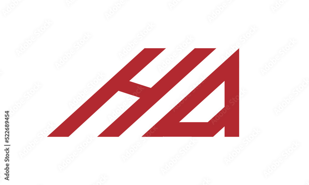letter HA red italic logo design icon vector letter HA red italic logo design icon vector