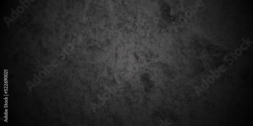 Dark Black stone concrete crackted backdrop grunge texture background anthracite panorama. Panorama dark grey black slate background or texture. © MdLothfor