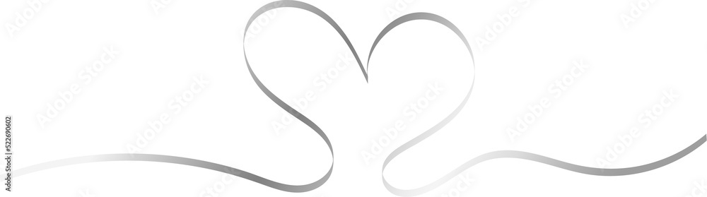 ribbon heart shape silver, doodle line heart, sticker heart