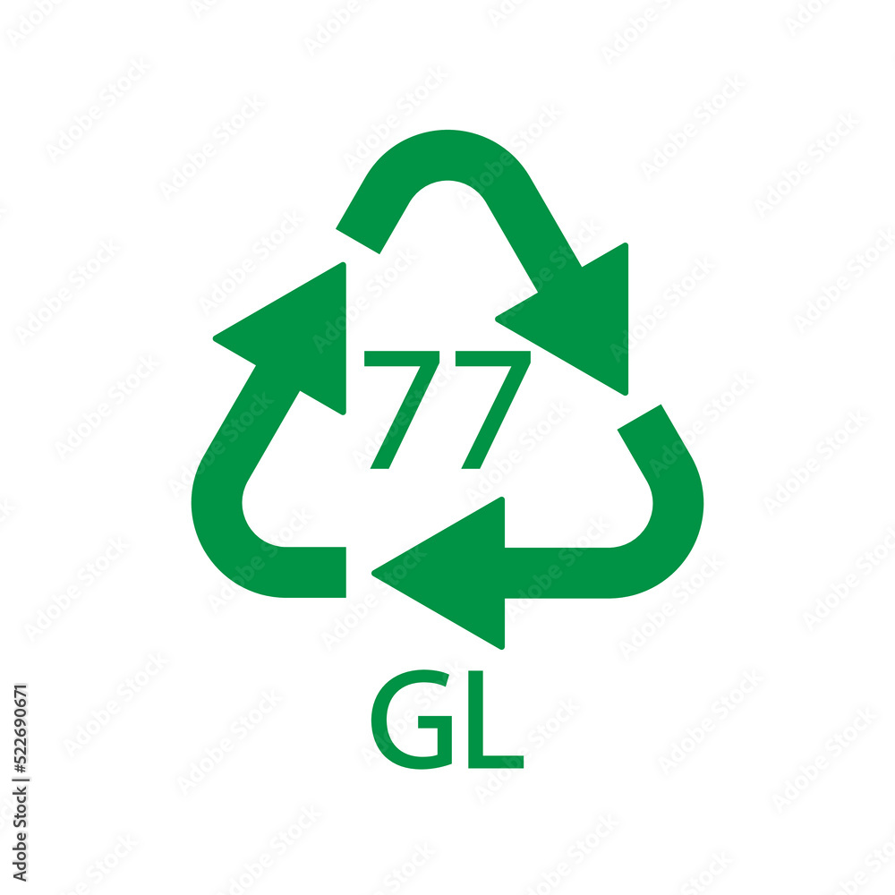 Copper Coated Glass. Glass recycling code 77 GL. Vector illustration Copper Coated Glass. Glass recycling code 77 GL. Vector illustration
