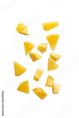 Falling pineapple slices cutout, Png file.