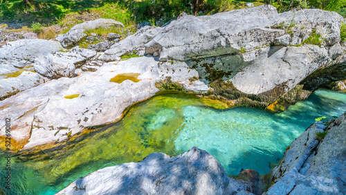 Clear water of Soca River at Small Soca Gorge