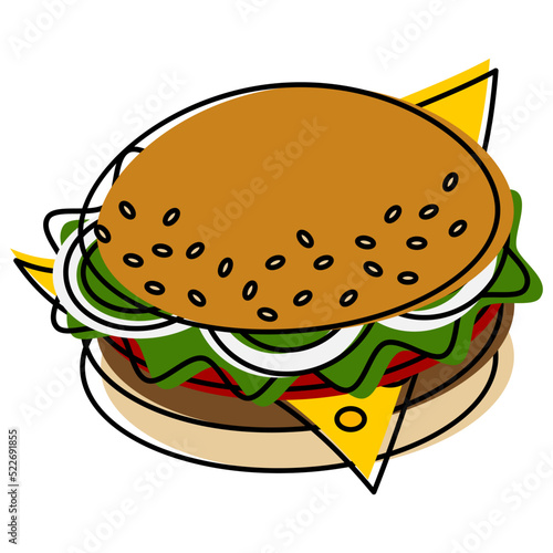 Appetizing hamburger on a transparent background. Fast food. Lifestyle. Food day. Isolate