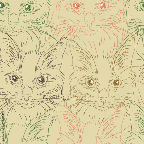 cute cats seamless pattern. pets vector background. animals pattern