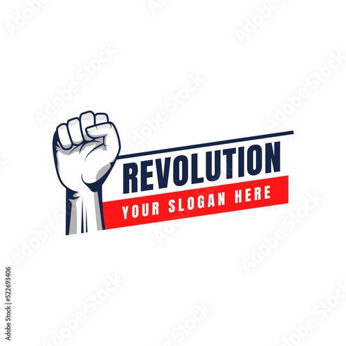 Revolution illustration for poster design. Clenched fist hand vector silhouette.