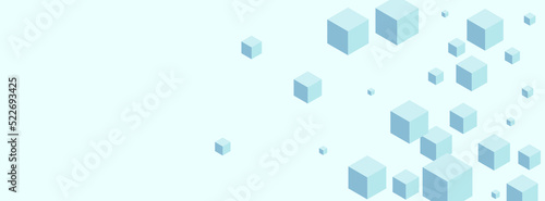 Sky Blue Cube Background Blue Vector. Block Light Template. Blue-gray Square Gift Card. Effect Illustration. White Modern Polygon.
