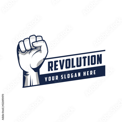Revolution illustration for poster design. Clenched fist hand vector silhouette.