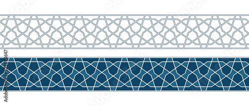 Set of borders of Islamic pattern for Ramadan greetings cards and templates. Vector illustration.