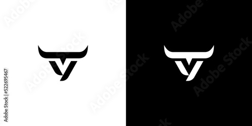 V logo bull concepts logo vector graphic monogram icon vector template.logo TV bufallo photo