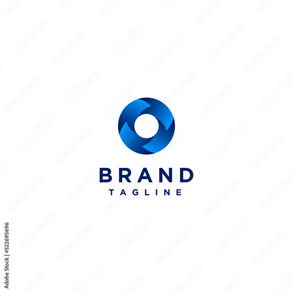 Logo design of four rotating arrow icons regularly. Four Blue Rotating Arrows form a circle. Logo design of four rotating arrow icons regularly. Four Blue Rotating Arrows form a circle.