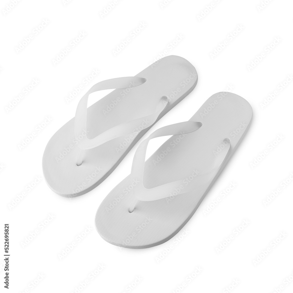 White flip flop sandals mockup cutout, Png file.