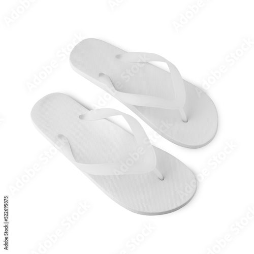 White flip flop sandals mockup cutout, Png file.