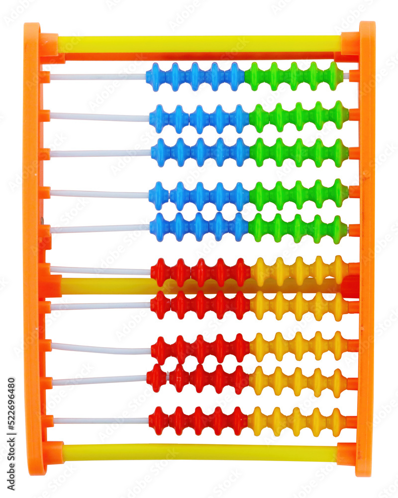 Cutout of an isolated plastic abacus or counting frame with colorful beads with the transparent png background
Cutout of an isolated plastic abacus or counting frame with colorful beads with the transparent png background