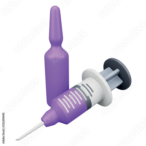 Injection with ampoule 3D rendering isometric icon.