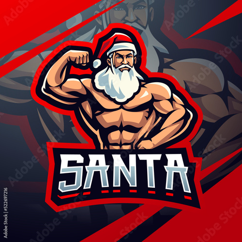 Santa gym esport mascot logo